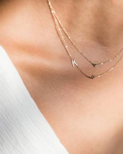 14K Sideway Initial Necklace - Minimal & Personalized | E&E PROJECT