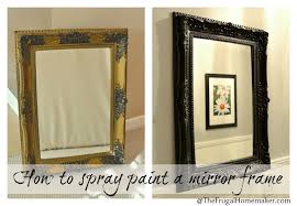 Black And Gold Mirror Frame Spray Painted Gold Yard Sale Mirror How To Spray Paint A Mirror Frame The Frugal Homemaker The Fruga Mirror Painting Mirror Frames Painting Mirror Frames