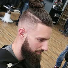 Top Knot With High Skin Fade And Full Beard Long Hair Styles Men Long Hair Styles Mens Summer Hairstyles