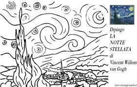 Vincent Van Gogh 2 Quadri Da Colorare Crearegiocando Van Gogh Vincent Van Gogh Notte Stellata