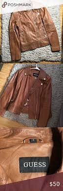 Guess Jacket Tan Brown Leather Size M Jackets Leather Clothes Design