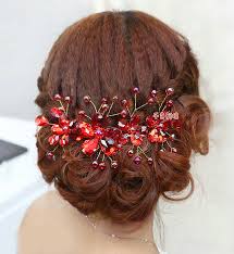 Take one end of thread in white flower: Buy Wholesale Plum Flower Red Crystal Bead Hairwear Wedding Bride Headband Bridal Party Dress Hair Accessories From Chinese Wholesaler I Tao Net