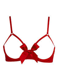 Cupless bra with bow in red by the Maison Close brand