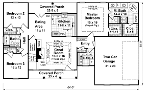 The interior floor plan features 1,800 square feet of living space which incorporates three bedrooms and two baths into the home. House Plan 59084 Traditional Style With 1800 Sq Ft 3 Bed 2 Bath
