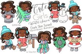 ️'s board pretty black girls, followed by 157 people on pinterest. Cute Girls Dark Skin Toned Winter Season Graphic By Tanya Kart Creative Fabrica