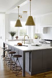 Stephanie Gamble Interiors Modern Farmhouse Kitchen Two Toned Custom Cabinets White Marble Grey Kitchen Island Kitchen Cabinet Styles