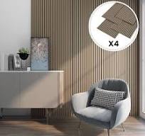 NEU.HOLZ Drewniane panele akustyczne – izolacja akustyczna, panele ścienne  o wyglądzie drewna, orzech włoski, jasny, izolacja akustyczna, okładziny ...