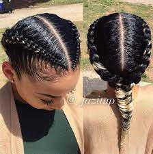 Two Braids Into One Black Hairstyle Natural Hair Styles Cool Braid Hairstyles Braids For Black Hair