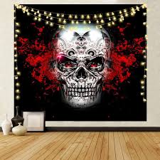 Sun and moon tapestry indian wizard skull wall hanging home decoration for room. Nranson Skull Tapestry Wall Hanging Skeleton Wall Decor For Living Room Bedroom Dorm With Led Strip Lights 51 18 X 59 05 Buy Online In Aruba At Aruba Desertcart Com Productid 197225478