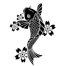 Black And White Stencil Koi Fish Design Motif Koi Png 500 500 Pumpkin Stencil Japanese Embroidery Art