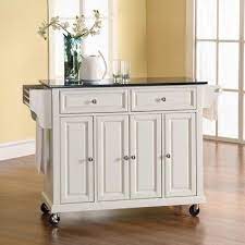 Osborn Kitchen Cart With Granite Top Base Finish White Top Finish Black Kitchen Island With Granite Top Portable Kitchen Island Kitchen Island Cart