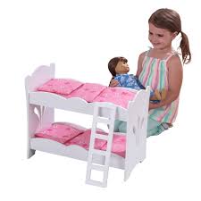 Kidkraft Wooden Lil Doll Bunk Bed With Bedding Set Furniture For 18 Inch Dolls White Walmart Com