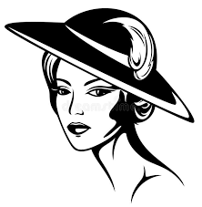 Photo About Beautiful Woman Wearing Vintage Hat Black And White Illustration Illustration O Black And White Illustration Black And White Vector Hats Vintage