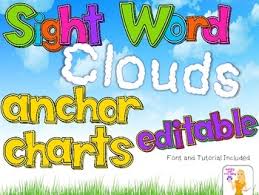 Editable Sight Word Cloud Anchor Charts Font