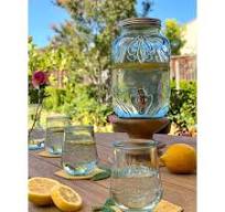 Euro Ceramica Essential Bara Recycled Glass Mason Jar Beverage Dispenser -  Made in Spain