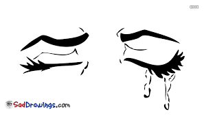 Drawing sketch style illustration of a human eye crying and blinking with tears flowing isolated on white background. Sad Tears Images Drawings