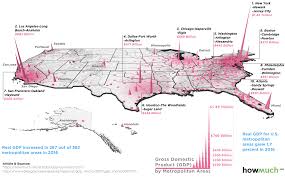 Key state data, such as population and state abbreviation, is also shown. Map Economic Might By U S Metro Area