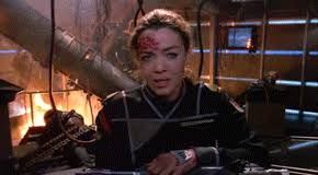 The first gif is the best one because she's barely moving her arm. Space 2063