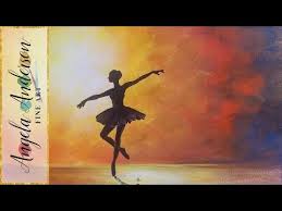 Black And White Dancer Silhouette Painting Pop Of Color Black And White Trees Part 2 Beginner Acrylic Painting Purple Turquoise Or Yellow Y Dancer Painting Silhouette Painting Ballerina Silhouette