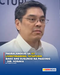 Balak tapusin ng Independent Commission for Infrastructure (ICI) ang  pagbabalangkas sa rules of procedure para sa live streaming bago ang  susunod na pagdinig sa Nobyembre, ayon kay ICI Director Atty. Brian Hosaka.
