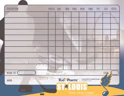 printable chart sports team theme kid pointz