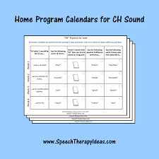 Home Program Calendars For Ch Sound Speech And Language Speech Language Therapy Speech Therapy