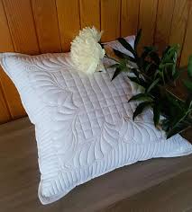Quilted Pillow White Pillow Interior Pillow Decorative Pillow Cushion Pillow In The Bedroom Gift To A Woman Gift Fo Pillows Quilted Table Runners Feather Quilt