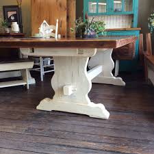 3 Thick Top Reclaimed Spruce Barn Wood Trestle Table Vase Trestle Base Wood Trestle Table Farm Table Reclaimed Barn Wood