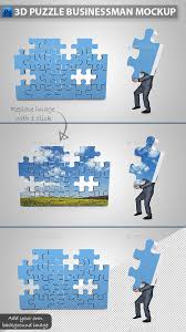Businessman Assembling 3d Puzzle Mockup 3d Puzzles Business Man Photo Template