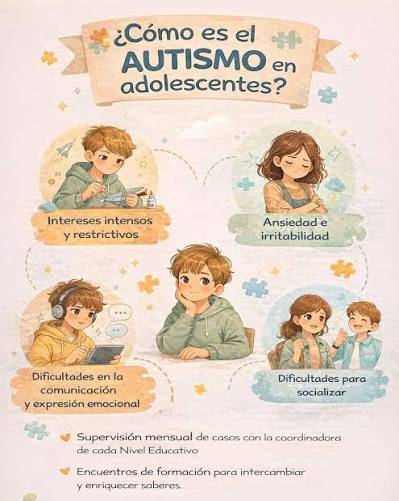 El autismo en la adolescencia puede expresarse de diferentes maneras, y  cada joven lo vive a su forma. 🌱 Intereses intensos, desafíos en la  comunicación, ansiedad o dificultades para socializar no son “
