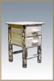 This montana look is achieved by removing the outer bark with a draw knife, leaving some of the inner stratum or cambium layer. Montana Woodworks Log Nightstand With Two Drawers Unfinished Rustic Furniture Decor Rustic Log Furniture Rustic Furniture