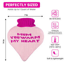 1L Hot Water Bottle Winter Cold Warm Nights Mum Heart Shaped with Knitted  Cover | eBay