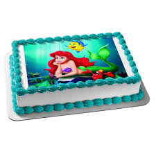 Walmart's reasonable cake prices isn't the only reason people order cakes from walmart. Disney The Little Mermaid Ariel Flounder Sebastian Edible Cake Topper Image Abpid08292 Walmart Com Walmart Com
