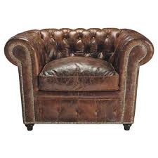 Fauteuil Capitonne En Cuir Marron Chesterfield Maisons Du Monde