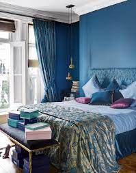 Modern Blue Bedroom With Moroccan Themed Fabrics The Room Edit Blue Themed Bedroom Small Bedroom Inspiration Small Bedroom Decor