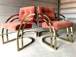 4 Curved Brass Cantilever Dining Chairs Mid Century Milo Baughman Dining Chairs Cantilever Dining Chair Mid Century Dining Chairs