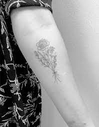Check spelling or type a new query. Fine Line Flower Bouquet Tattoo On Sasha Pieterse S Left Inner Forearm Cool Small Tattoos Sunflower Tattoo Shoulder Sunflower Tattoo Small