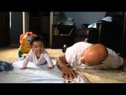 6 Months Old Baby Doing Push Ups With Daddy Youtube