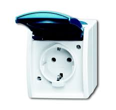 Doppelsteckdose mit steckanschluss unterputz zum anschließen von elektrischen verbrauchern. Busch Jaeger Schuko Socket 20 Ewn 53 Gray Teal With Nameplate On The Surface Ocean