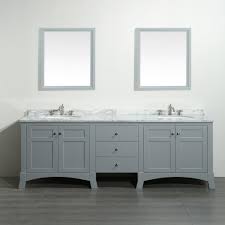 Eviva New York 72 In W X 22 In D X 34 In H Vanity In Grey With Carrara Marble Vanity Top In Whi 72 Inch Bathroom Vanity Grey Bathroom Vanity Bathroom Vanity
