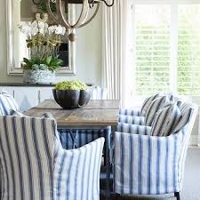 Dining Chairs With French Vintage Grain Sack Slipcovers Dining Room Inspiration Dining Room Design Interior
