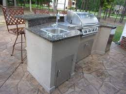 Yoder ys640 & alfresco gas grill with stainless steel cabinets. Kitchen Beautiful Outdoor Kitchen Ideas With Granite Plat Form Dark Marble Table Top Stainless Outdoor Sinks Modular Outdoor Kitchens Outdoor Kitchen Design