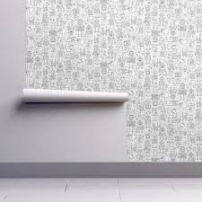 Black And White Robot Wallpaper Robots Wallpaper Robot Pattern Black White By Cecca Black White Custom Printed Removable Self Adhesive Wallpaper Roll By Spoonflower Robot Wallpaper Self Adhesive Wallpaper Wallpaper Roll