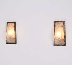 Pair of art deco modernist chrome, glass. Pair Of Bronze Frosted Glass Art Deco Wall Lights 1930s 165090