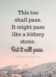 Quotes This Too Shall Pass It Might Pass Like A Kidney Stone But It Will Pass Passing Quotes Quotable Quotes Funny Life Lessons