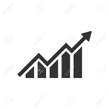 Growing Bar Graph Icon In Flat Style Increase Arrow Vector Illustration