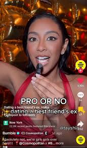 Bumble, Cosmo partisinde Tayshia Adams ve diğerlerine bir en yakın  arkadaşının eski sevgilisiyle çıkıp çıkmayacaklarını sordu. Kaitlyn  Bristowe yorumlarda bir yanıt bıraktı. : r/thebachelor