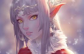 Anime purple hair purple eyes elf ears armor. Fantasy Elf Girl Yellow Eyes Pointed Ears Face White Hair Earrings Wallpaper Elves Fantasy Elf Art Anime Elf