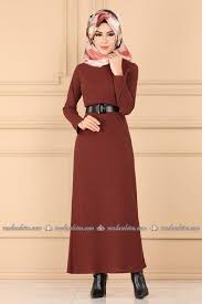 Modaselvim Elbise Kemerli Triko Tesettur Elbise 5061ef311 Kiremit Elbiseler The Dress Elbise