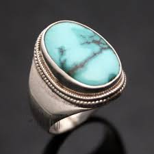 Bijoux Ethniques Indiens Bague Chevaliere En Argent Pierre Turquoise Bleue Nepal 2 Bijoux Ethniques Bague Indien Bague Argent